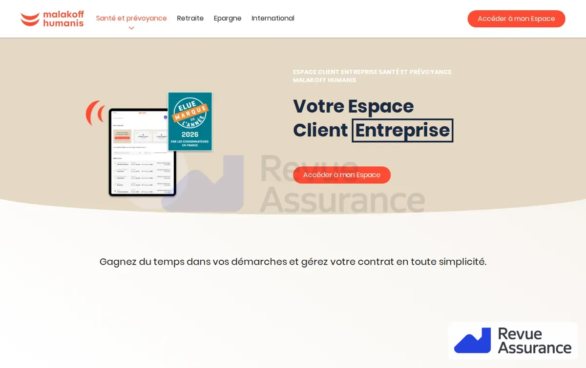 Capture : Espace Client Entreprise | Malakoff Humanis